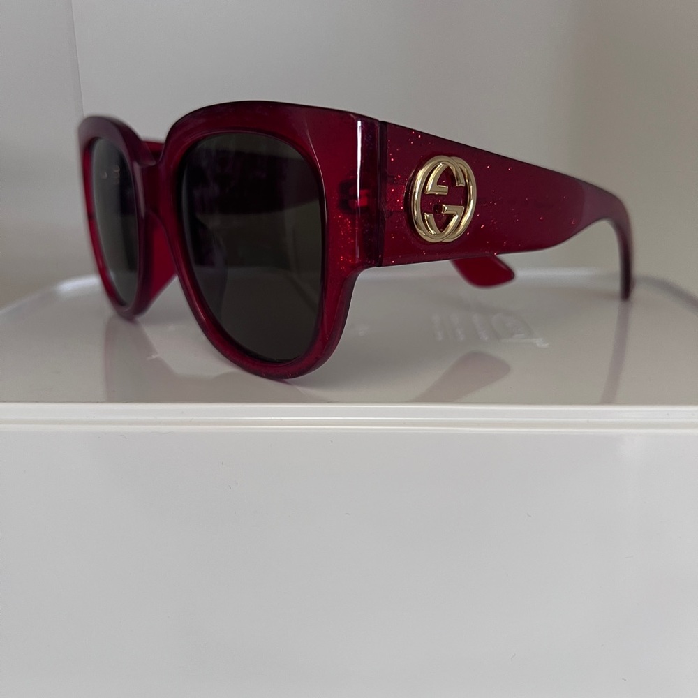 Gucci Red Oversized Sunglasses with Gold Logo